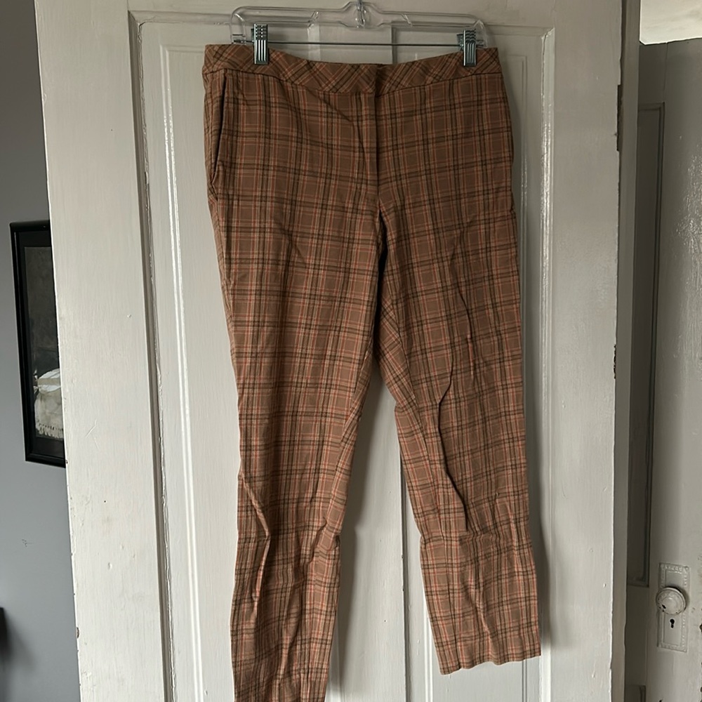 J Jill work pants light brown pink white and orange. Size 12
